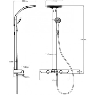 Sprchová souprava Mexen Blaze k montáži na povrch s hlavicí dešťová sprcha a baterií, bílá/chrom - 78109-20