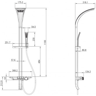 Sprchová souprava Mexen Sonic k montáži na povrch s dešťovou sprchovou hlavicí a baterií, bílá - 78110-20
