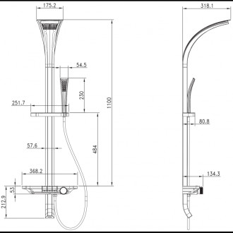 Sprchová souprava Mexen Sonic k montáži na povrch s dešťovou sprchovou hlavicí a baterií, černá - 78110-70