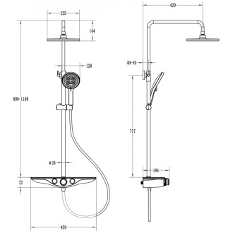 Sprchová souprava Mexen Exxo k montáži na povrch s dešťovou sprchovou hlavicí a baterií, zlatá/bílá - 78113-25