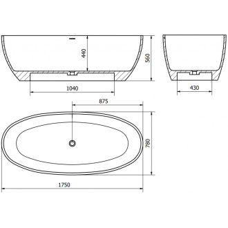 Volně stojící vana Mexen Torino z konglomerátu 175 x 78 cm, matná bílá - 57271757800