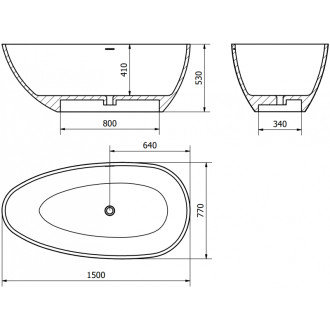 Volně stojící vana Mexen Imola z konglomerátu 150 x 77 cm, matná bílá - 57281507600
