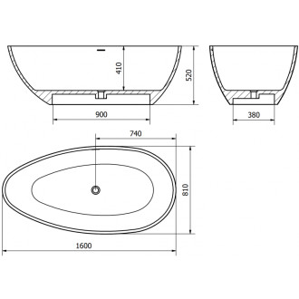 Volně stojící vana Mexen Imola z konglomerátu 160 x 81 cm, matná bílá - 57281608000