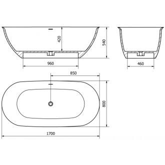 Volně stojící vana Mexen Siena z konglomerátu 170 x 80 cm, matná bílá - 57291708000