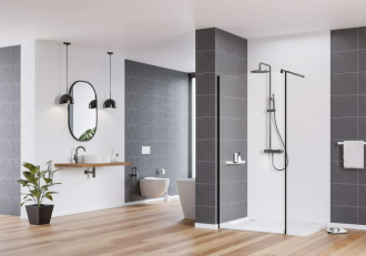 Deante KERRIA PLUS NERO KTS_N38P Walk-in 80, čiré sklo