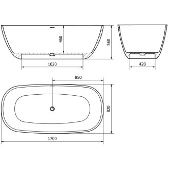 Volně stojící vana Mexen Como z konglomerátu 170 x 82 cm, bílý lesk - 57311708210