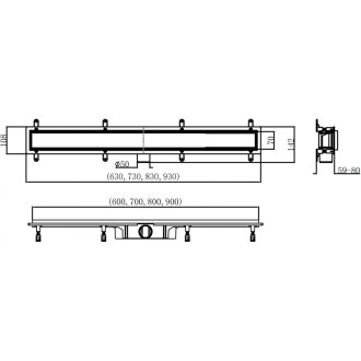 Mexen Plochý ABS lineární odtok 2v1 70 cm, černý - 1769070