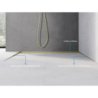 Spádová lišta Mexen Line-B 180 cm levá, zlatá - 185001180L