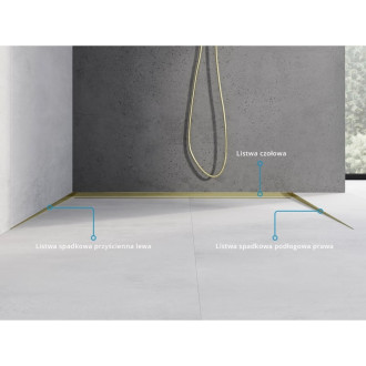 Spádová lišta Mexen Line-B 180 cm pravá, zlatá - 185001180R