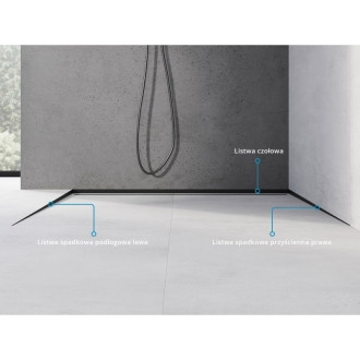 Spádová lišta Mexen Line-B 180 cm levá, černá - 187001180L