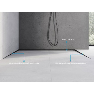 Spádová lišta Mexen Line-B 180 cm pravá, černá - 187001180R