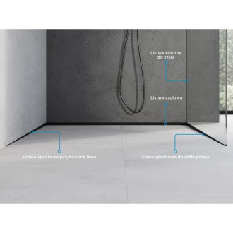 Spádová lišta Mexen Line-B 120 cm levá, černá - 187002120L