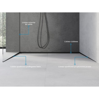 Spádová lišta Mexen Line-B 180 cm pravá, černá - 187002180R