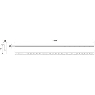 Mexen Line-B přední lišta do sprchové vaničky 180 cm, nerezová ocel - 181003180U
