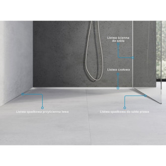 Skleněná šikmá lišta Mexen Line-B 120 cm pravá, nerezová ocel - 181004120R