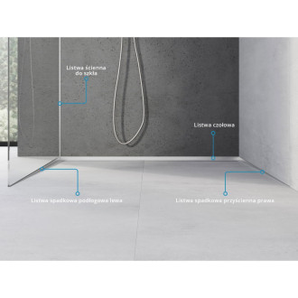 Skleněná šikmá lišta Mexen Line-B 180 cm levá, nerezová ocel - 181004180L