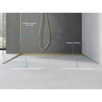 Skleněná šikmá lišta Mexen Line-B 180 cm levá, zlatá - 185004180L