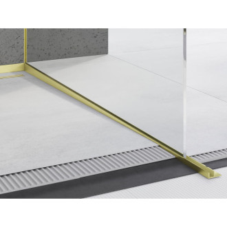 Skleněná šikmá lišta Mexen Line-B 120 cm pravá, zlatý kartáč - 185504120R