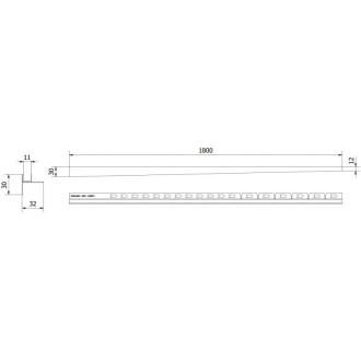 Skleněná šikmá lišta Mexen Line-B 180 cm pravá, zlatý kartáč - 185504180R