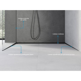 Mexen Line-B skleněná šikmá lišta 120 cm levá, černá - 187004120L