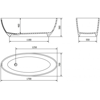 Volně stojící vana Mexen Prato z konglomerátu 170 x 70 cm, matná bílá - 57251707000