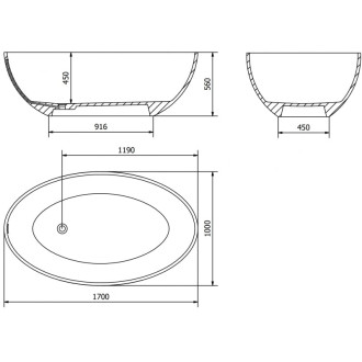 Volně stojící vana Mexen Prato z konglomerátu 170 x 100 cm, matná bílá - 57251701000