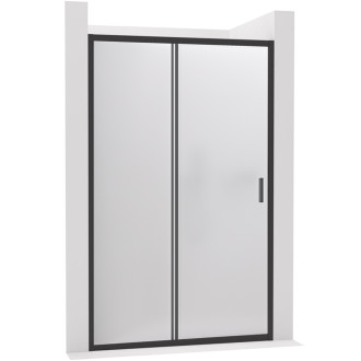 CERANO - Sprchové posuvné dveře Varone LINE L/P - 6 mm - černá matná, mléčné sklo - 140x195 cm