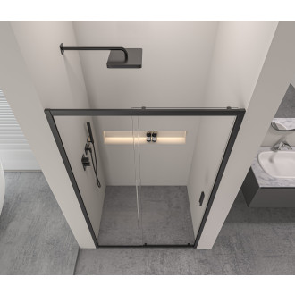 CERANO - Sprchové posuvné dveře Varone LINE L/P - 6 mm - černá matná, transparentní sklo - 150x195 cm