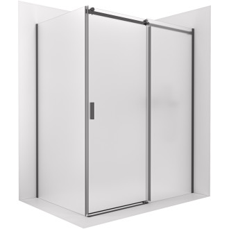 CERANO - Sprchový kout Santoro - pravá - 6 mm - černá matná, mléčné sklo - 130x70 cm - posuvný