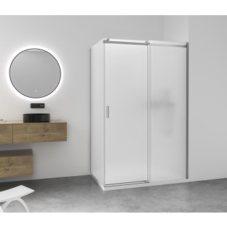 CERANO - Sprchový kout Santoro - pravá - 6 mm - chrom, mléčné sklo - 100x80 cm - posuvný