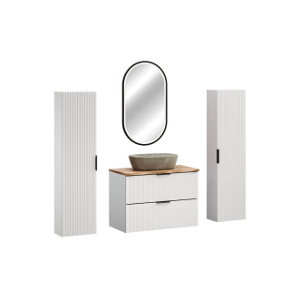 Zestaw meblowy 80cm z blatem, umywalką nablatową Anna, szafką wysoką i lustrem