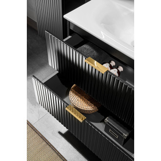 Zestaw meblowy 60cm z blatem, umywalką nablatową Magic, szafkami wysokimi i lustrem LED