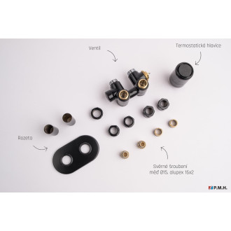 Termostatický ventil kombinovaný P.M.H. Nura 6x7 cm černá NUR-R-B