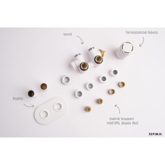 Termostatický ventil kombinovaný P.M.H. Nura 6x7 cm bílá NUR-R-W