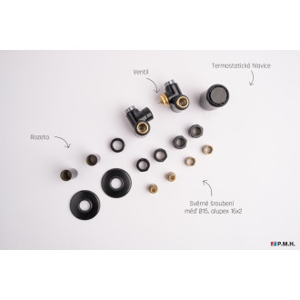 Termostatický ventil pro ústřední vytápění P.M.H. Runa 6x7 cm černá RUN-R-B