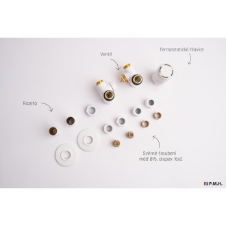 Termostatický ventil pro ústřední vytápění P.M.H. Runa 6x7 cm bílá RUN-R-W