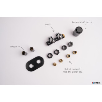 Termostatický ventil pro ústřední vytápění P.M.H. Terra 6x7 cm černá TER-R-B