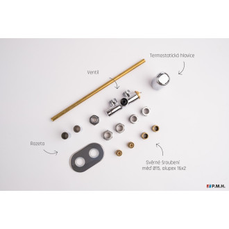 Termostatický ventil pro ústřední vytápění P.M.H. Nova 6x7 cm chrom NOV-L-C