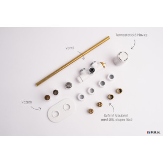 Termostatický ventil pro ústřední vytápění P.M.H. Nova 6x7 cm bílá NOV-L-W