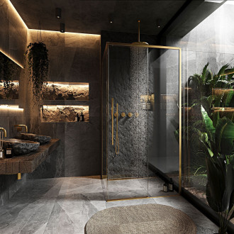 REA Sprchový kout SOLAR - zlatý Brush 90x90 KPL-96019 KPL-96019