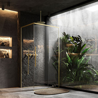Rea Sprchový kout REA SOLAR - zlatý Brush 100x80 KPL-96020