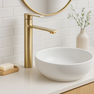 REA Storm umyvadlová baterie, vysoká, kartáčovaná zlatá  REA-B7962