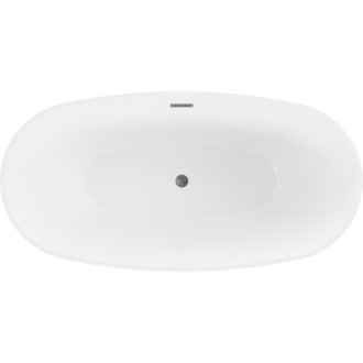 Volně stojící vana Mexen Eris 180 x 95 cm, bílá/černá, kartáčovaný přepad v barvě pistole gray - 53441809575-66