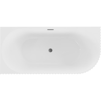 Volně stojící rohová vana Mexen Gia, drážkovaná, levá, 170 x 80 cm, lesklá bílá, přepad v barvě gun metal - 52701708000L-95