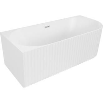 Volně stojící rohová vana Mexen Gia, drážkovaná, levá, 170 x 80 cm, matná bílá, chromový přepad - 52701708001L-01