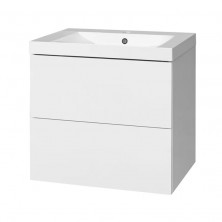 Aira, koupelnová skříňka s umyvadlem z lit. mram, 610x578x465 mm, spodní, bílá lesk CN710M