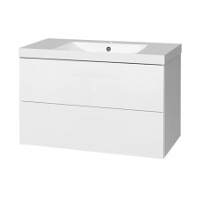 Aira, koupelnová skříňka s umyvadlem z lit. mram, 1010x578x465 mm,spodní,bílá lesk CN712M