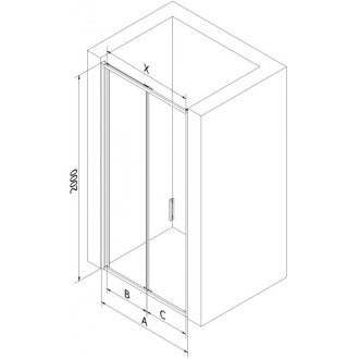 Sprchové skládací dveře Mexen Exo 65 cm, průhledné, černé - 816-065-000-70-00