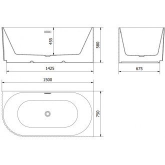 Volně stojící rohová vana Mexen Gia, drážkovaná, pravá, 150 x 75 cm, lesklá bílá, přepad kartáčovaný zlatý - 52701507500P-55