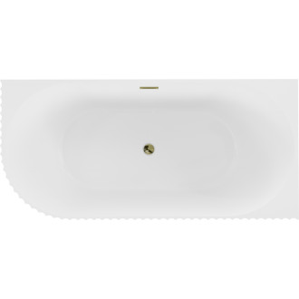 Volně stojící rohová vana Mexen Gia, drážkovaná, pravá, 170 x 80 cm, matná bílá, zlatý přepad - 52701708001P-50